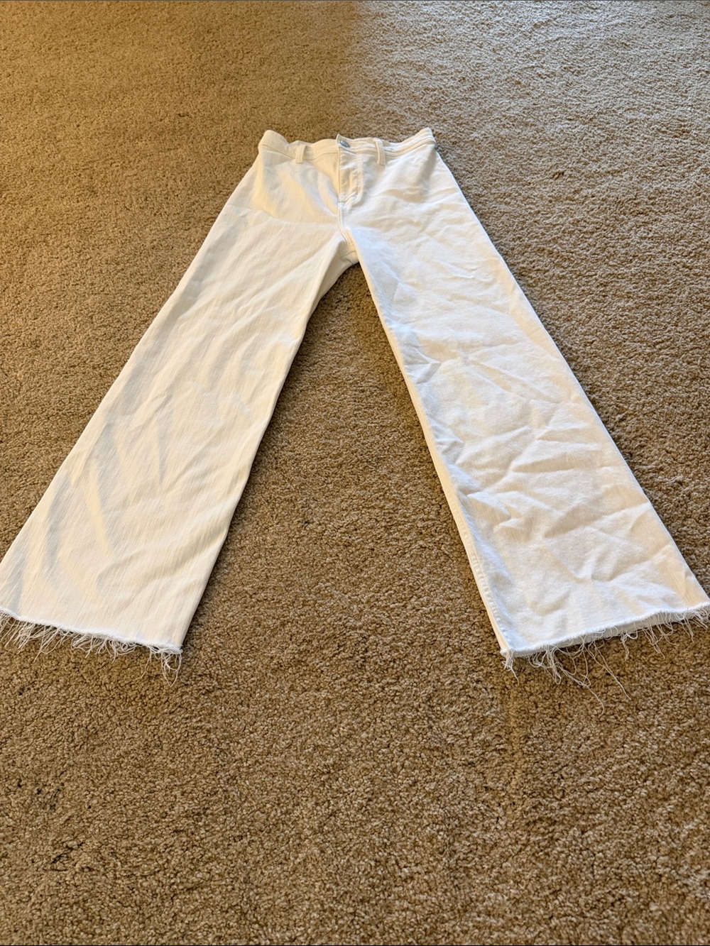 pistola White High-Rise Wide Leg Jeans with Frayed Hem